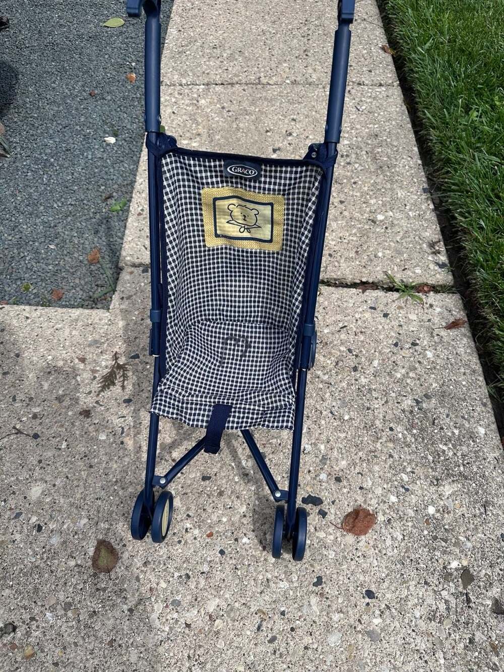 Vintage Tollytots Graco Doll Blue Plaid Bears Stroller